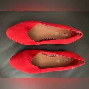Toms Red Flats Minimalist Slip-On Loafers